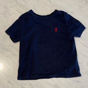 Ralph Lauren Navy Crewneck Tee with Red Polo Pony - Kids